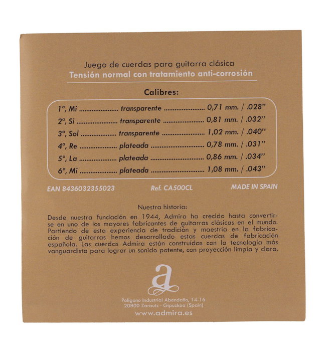 Juego de Cuerdas Admira para Guitarra Clásica Juego de Cuerdas Admira para Guitarra Clásica