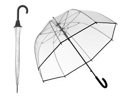 Paraguas Arte Regal Negro Plástico POE Diámetro 63 cm Varillas Fibra de Vidrio Autoapertura Mango Curvo (Set de 24)