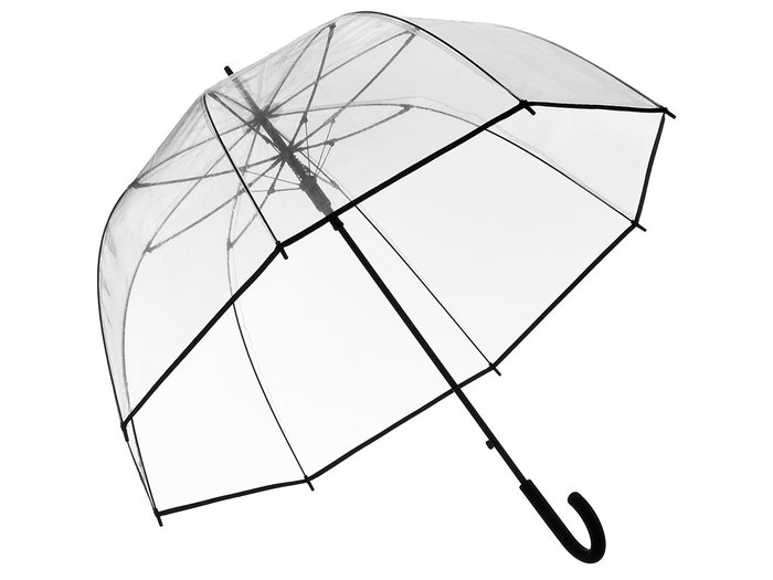 Paraguas Arte Regal Negro Plástico POE Diámetro 63 cm Varillas Fibra de Vidrio Autoapertura Mango Curvo (Set de 24)