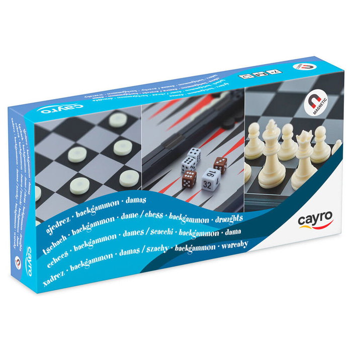Cayro Juego Magnético 3 en 1: Ajedrez, Damas y Backgammon
