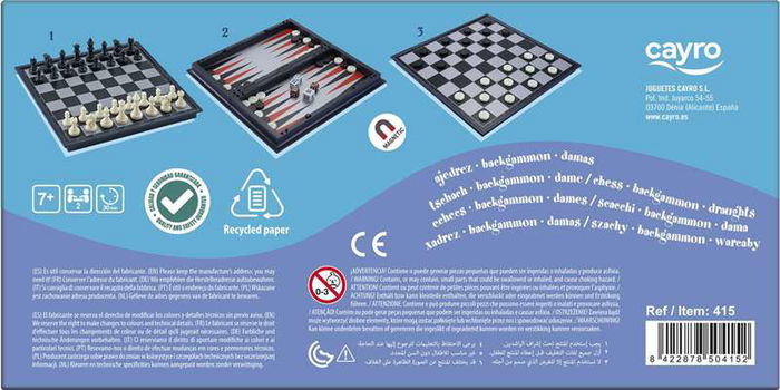 Cayro Juego Ajedrez Damas Backgammon Magnético 25x12.5x4 Cayro Juego Ajedrez Damas Backgammon Magnético 25x12.5x4