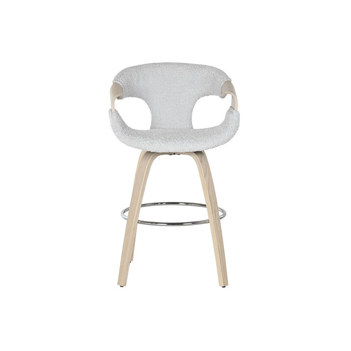 DKD Home Decor Taburete de Madera y Poliéster Gris