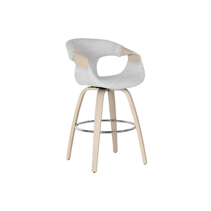 DKD Home Decor Taburete de Madera y Poliéster Gris