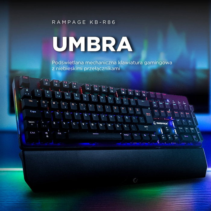 Rampage Umbra KB-R86 Teclado Mecánico Blue Switch Negro