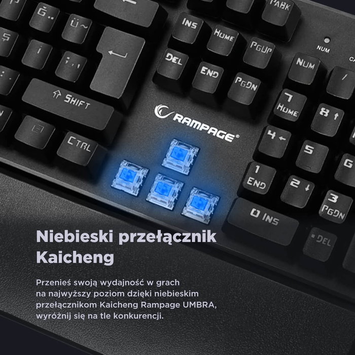 Rampage Umbra KB-R86 Teclado Mecánico Blue Switch Negro
