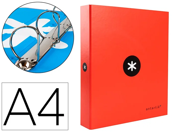 Antartik Carpeta 4 Anillas 40 mm Mixtas Antartik A4 Forrada Color Rojo Antartik Carpeta 4 Anillas 40 mm Mixtas Antartik A4 Forrada Color Rojo