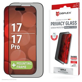 Displex Privacy Panzerglas Protector de Pantalla de Privacidad con Filtro para Apple iPhone 17/17 Pro, Resistente a Golpes y Rayones, 10H, 0.3mm, Ref 02162