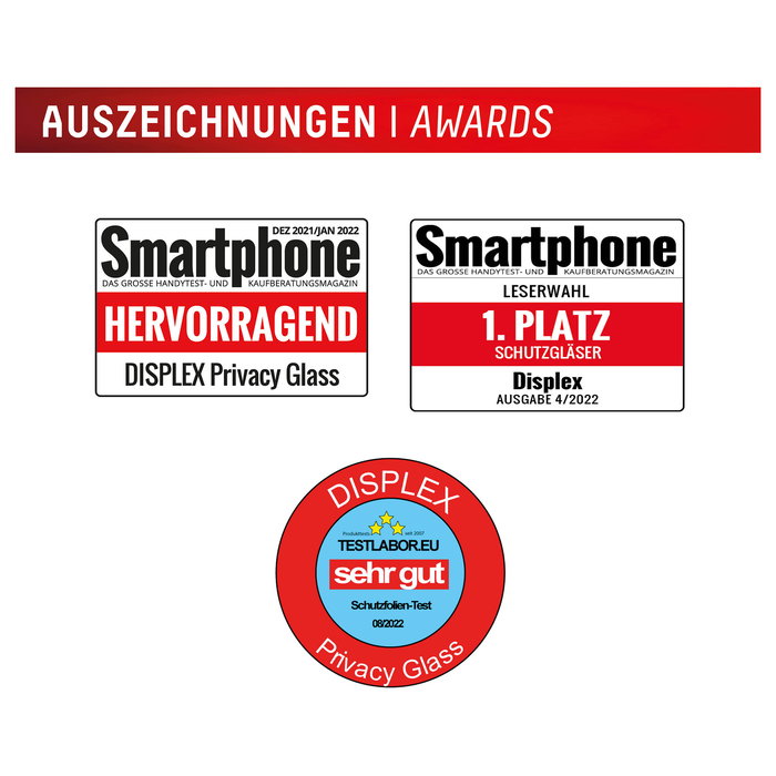 Displex Privacy Panzerglas Protector de Pantalla de Privacidad con Filtro para Apple iPhone 17/17 Pro, Resistente a Golpes y Rayones, 10H, 0.3mm, Ref 02162