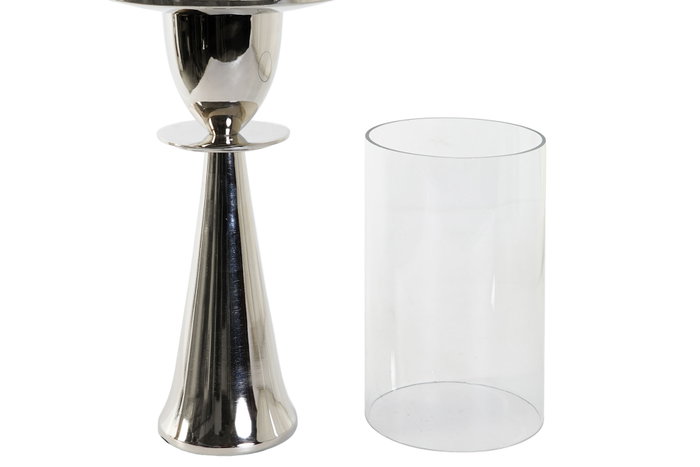 DKD Home Decor Portavelas de Aluminio y Cristal Cromado
