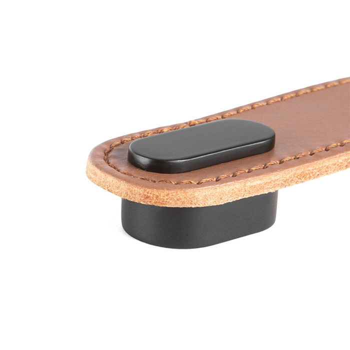 Viefe Tirador Piel Modelo Oblong Distancia 160 mm Acabado Negro