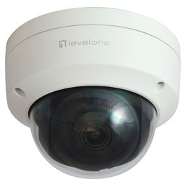 LevelOne FCS-3403 Cámara de Seguridad IP Dome 4MP H.265, Visión Nocturna 30m, Resistente IP67, PoE, 86° Ángulo de Visión, para Interior y Exterior, Blanca