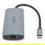 DICOTA D32062 Hub USB-C 8 en 1 con HDMI, RJ-45, USB-A, Lector Tarjetas SD/MicroSD, Plata, Carga PD 100W
