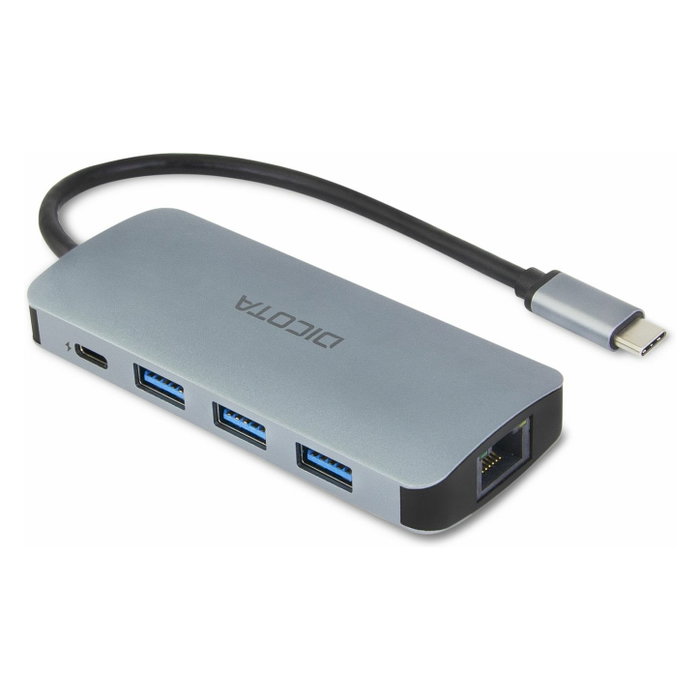 DICOTA Hub USB-C 8 en 1 D32062 4K PD 100W Plata