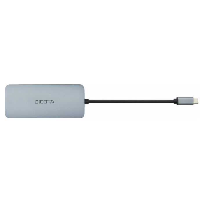 DICOTA D32062 Hub USB-C 8 en 1 con HDMI, RJ-45, USB-A, Lector Tarjetas SD/MicroSD, Plata, Carga PD 100W