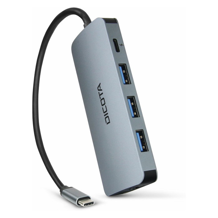 DICOTA Hub USB-C 8 en 1 D32062 4K PD 100W Plata