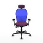 PIQUERAS Y CRESPO Silla de oficina Jorquera con mecanismo Sincro/Traslack, Similpiel Morado y Malla Azul
