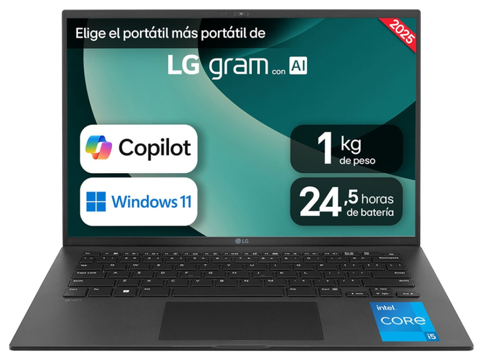 LG LG Gram 14Z90RU-G.AA55B Portátil Intel Core i5-1334U, 16 GB LPDDR5, 512 GB SSD, 14" WUXGA, Windows 11 Home, Negro