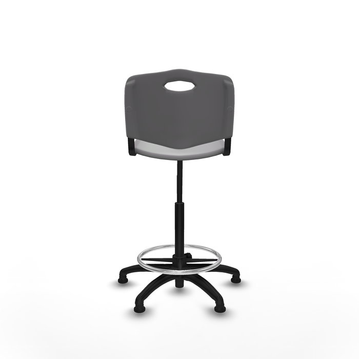 Taburete Robledo con mecanismo Giratorio de PVC color Gris claro. Equipado con Base poliamida negra, Sin brazosy Topes