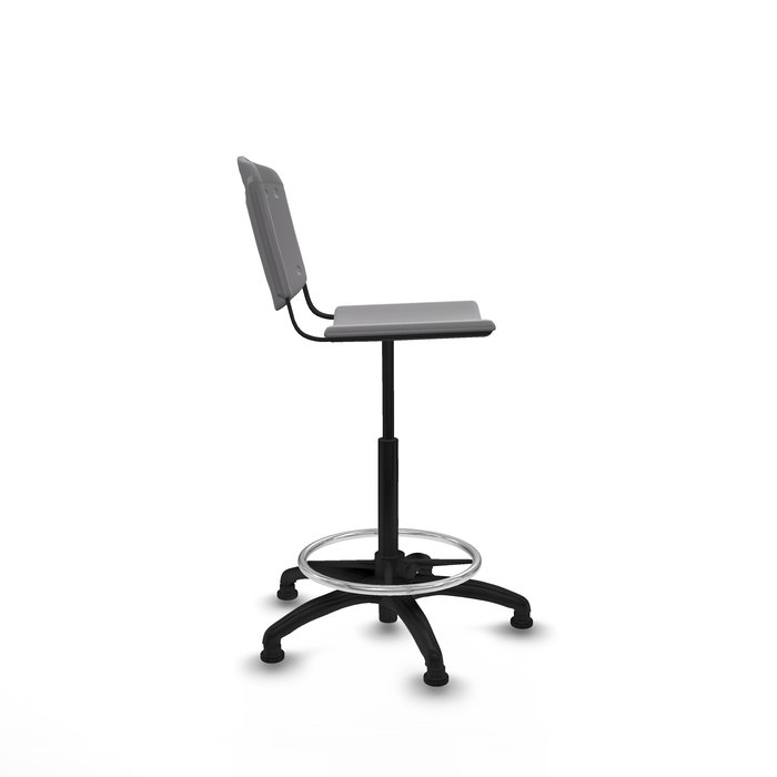 Taburete Robledo con mecanismo Giratorio de PVC color Gris claro. Equipado con Base poliamida negra, Sin brazosy Topes