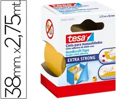 Tesa Cinta Doble Cara Extra Fuerte para Manualidades 2,75 mt x 38 mm
