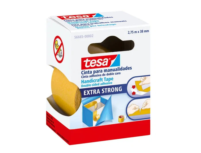 Tesa Cinta de doble cara para manualidades, extrafuerte, rollo de 2.75 m x 38 mm Tesa Cinta de doble cara para manualidades, extrafuerte, rollo de 2.75 m x 38 mm