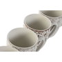 DKD Home Decor Set de 4 Tazas de Porcelana Flores Beige