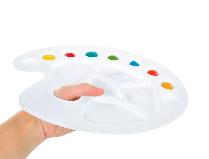 Liderpapel Paleta Ovalada de Plástico 10 Huecos para Diestros 17x22.5cm