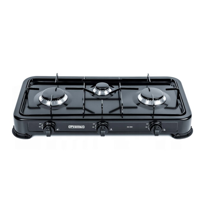 Promis kg300c cocina de gas de 3 quemadores, negra