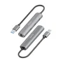 Aisens USB 3.0 Dock 4 en 1 con Ethernet Gigabit y 3x USB-A, Gris