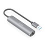 Aisens USB-A Docking Station con Ethernet Gigabit y 3 puertos USB-A, Gris