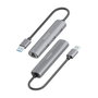 Aisens USB-A Docking Station con Ethernet Gigabit y 3 puertos USB-A, Gris