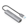 AISENS USB3.0 Dock USB-A a Ethernet Gigabit + Hub 3xUSB-A 5G, Gris, 15cm