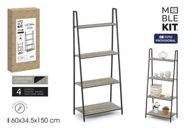 Moblekit Estanteria 4 Niveles Metal-Madera 60x34.5x150 cm (3 Unidades)