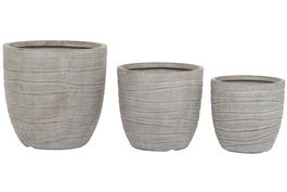 DKD Home Decor Maceta Terraza Y Jardin Beige 45x45x43.5 cm Set de 3 Piezas Magnesia Fibra Vidrio