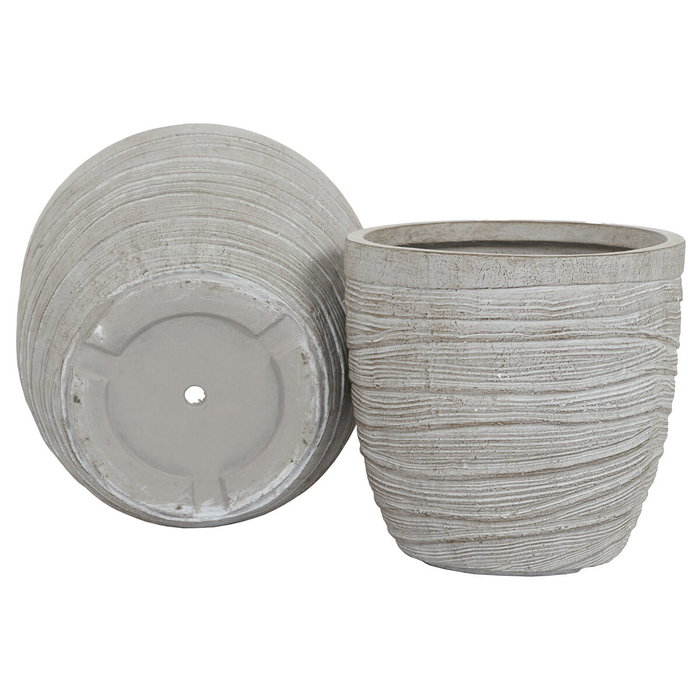 DKD Home Decor Set de 3 Macetas de Magnesia y Fibra de Vidrio Beige