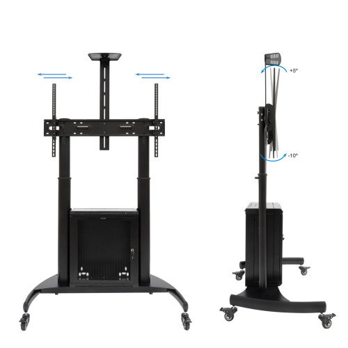 Tooq Narnia FS20500M-B Soporte de Suelo con Ruedas, Armario y Bandeja para Pantallas 60-100 pulgadas