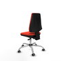 Silla de oficina Elche con mecanismo Asincro tapizada con Tela color Naranja oscuro. Equipada con Base cromada, Sin brazos y Ruedas 65 mm parqué