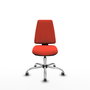 Silla de oficina Elche con mecanismo Asincro tapizada con Tela color Naranja oscuro. Equipada con Base cromada, Sin brazos y Ruedas 65 mm parqué