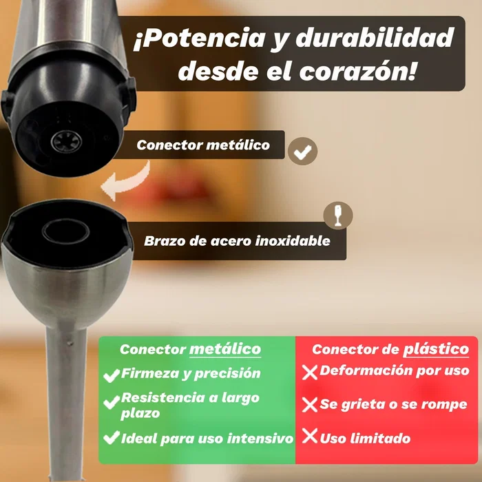 Grunkel BM-2000EXTREME Batidora de Mano de Inmersión 2000W, Brazo 20cm, Capacidad 0.8L, 2 Velocidades con Turbo, Cuchillas de Acero Inoxidable, Indicador LED