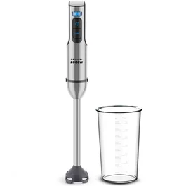 Grunkel BM-2000EXTREME Batidora de Mano de Inmersión 2000W, Brazo 20cm, Capacidad 0.8L, 2 Velocidades con Turbo, Cuchillas de Acero Inoxidable, Indicador LED