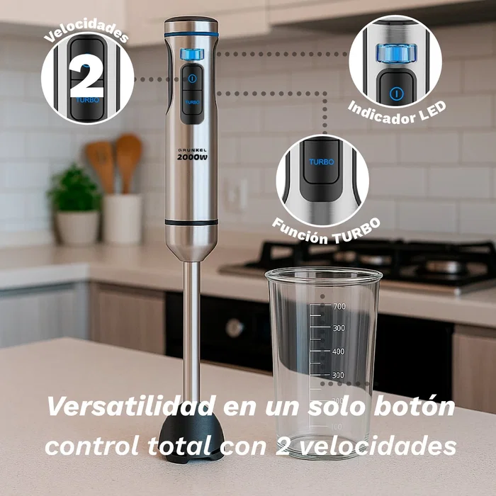 Grunkel BM-2000EXTREME Batidora de mano 2000W con función Turbo y vaso de 0.8L Grunkel BM-2000EXTREME Batidora de mano 2000W con función Turbo y vaso de 0.8L
