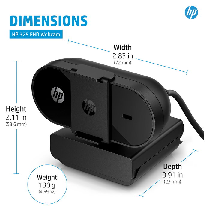HP Webcam 325 FHD Enfoque Automático 1920 x 1080 Full HD