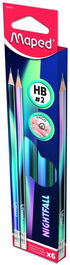 Lapices De Grafito Maped Nightfall Hb Con Goma Caja De 6