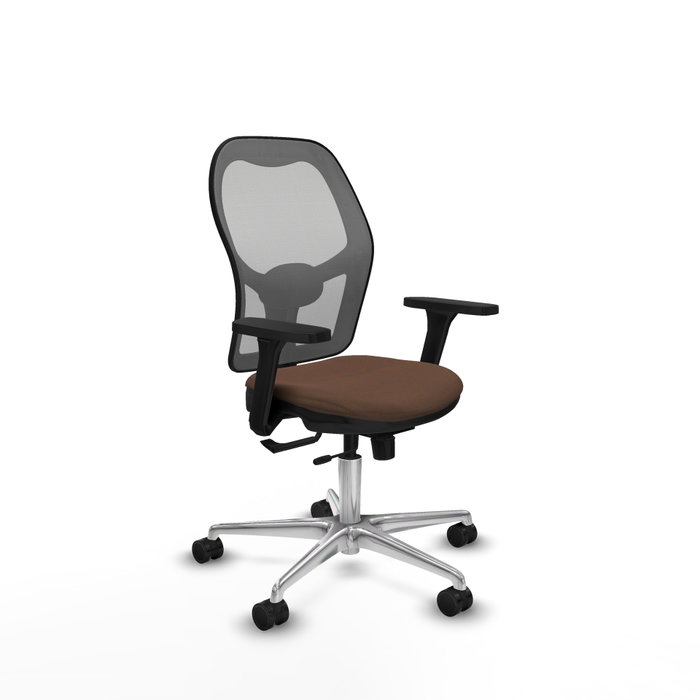 PIQUERAS Y CRESPO Silla de oficina Jorquera con mecanismo Sincro/Traslack, Tela Marrón y Malla Gris PIQUERAS Y CRESPO Silla de oficina Jorquera con mecanismo Sincro/Traslack, Tela Marrón y Malla Gris