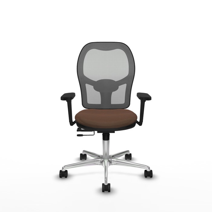 PIQUERAS Y CRESPO Silla de oficina Jorquera con mecanismo Sincro/Traslack, Tela Marrón y Malla Gris PIQUERAS Y CRESPO Silla de oficina Jorquera con mecanismo Sincro/Traslack, Tela Marrón y Malla Gris