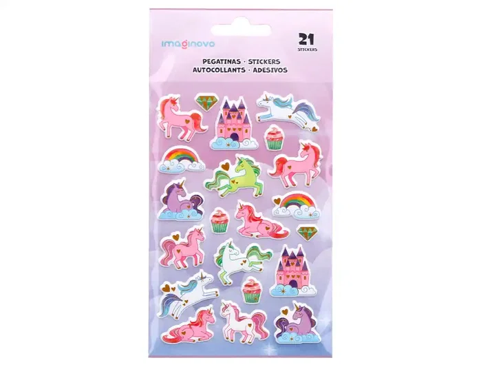 Imaginovo Pegatinas Unicornios Magic Dreams Pastel con Relieve 190x105 mm