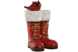 DKD Home Decor Macetero Navidad Tradicional Rojo Botas Magnesia 23 x 37.5 x 26 cm (2 Unidades)