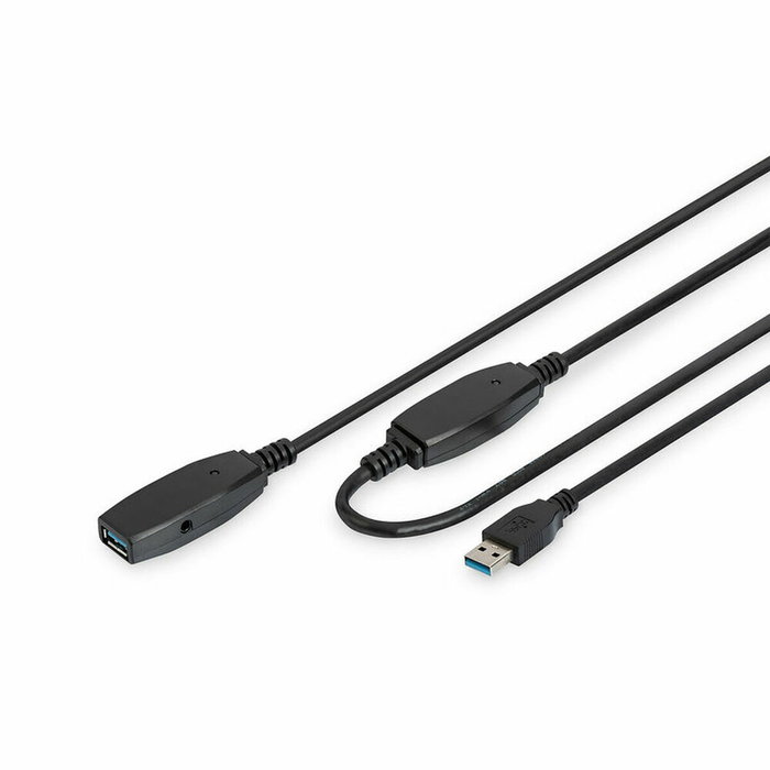 Digitus Cable de extensión activo USB 3.0 de 20m, USB A macho a hembra, Negro