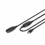 Digitus Cable de extensión activo USB 3.0 de 20m, USB A macho a hembra, Negro