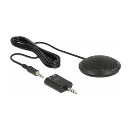 DeLOCK 65873 Micrófono de Mesa Omnidireccional para Conferencias, Negro, -32 dB, 100-10000 Hz, Cable 3.5 mm de 2.5 m